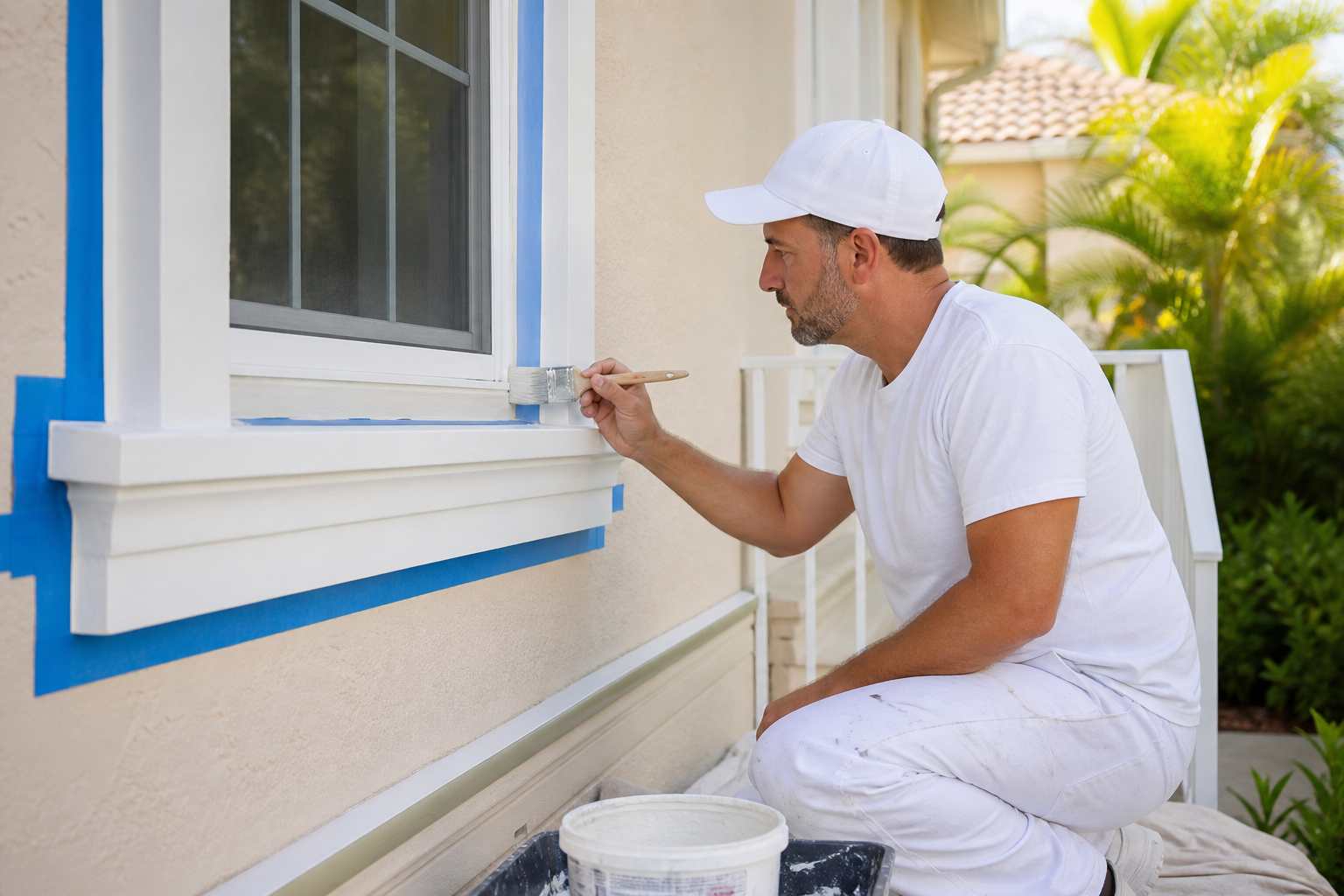 Professional window frame and trim painting